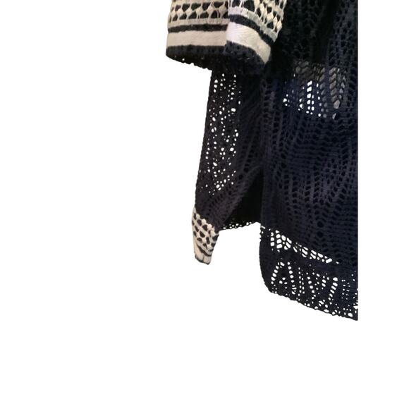 ALFRED DUNNER NAVY BLUE/WHITE LACE TRIM WOMEN’STUNIC TOP 3X - Picture 6 of 7